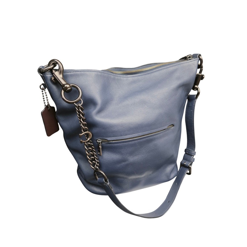 Coach Signature Chain Duffle 79029 Navy Leather Shoulder Crossbody Bag